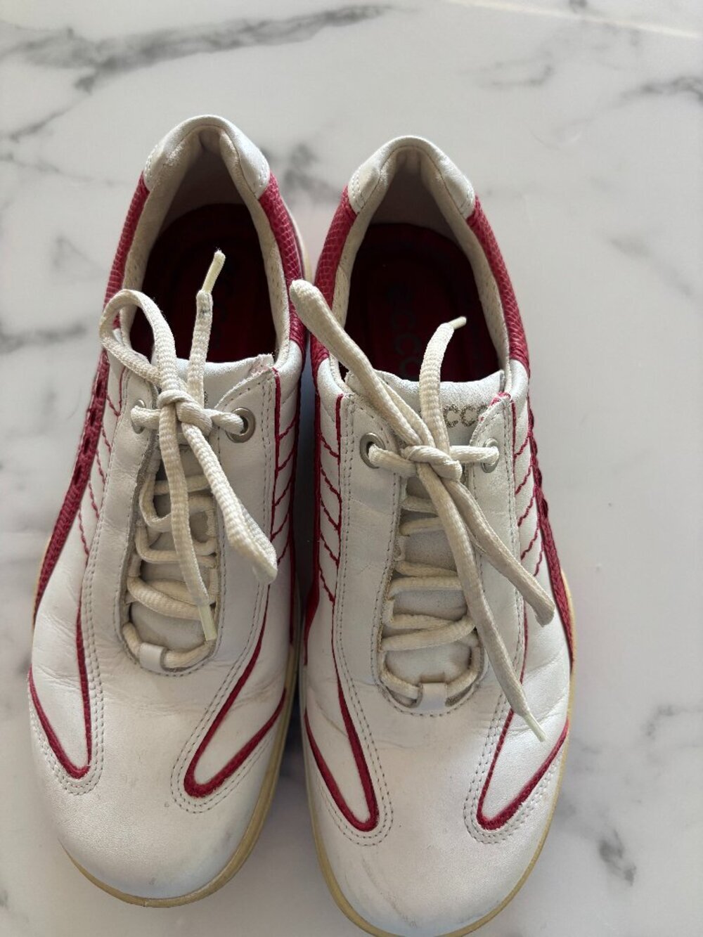 ECCO Golf Shoe Women's EU 37 US 6.5 White Red Leather Soft Spike